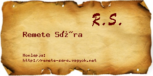 Remete Sára névjegykártya